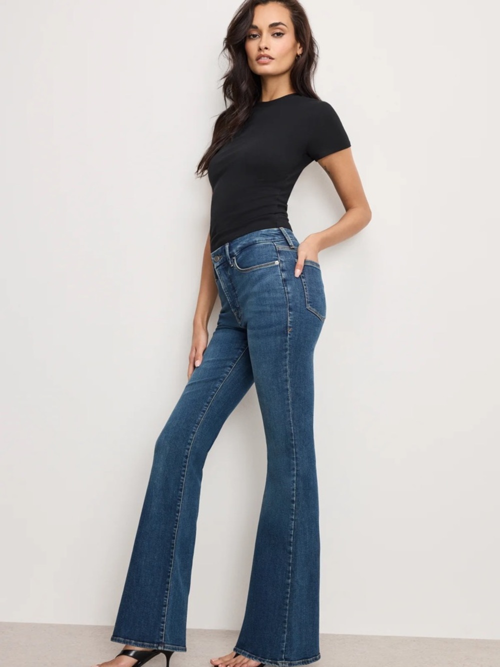 Good American Good Legs Flare Jeans Size 14/32, Inseam 37”